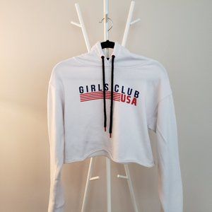 fleece white cropped hoodie- Forever 21